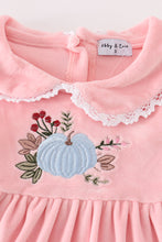 Load image into Gallery viewer, Pink velvet pumpkin embroidery dress
