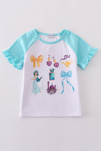 Load image into Gallery viewer, Mint princess bow print girl top
