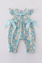 Load image into Gallery viewer, Blue aqua meadow girl romper
