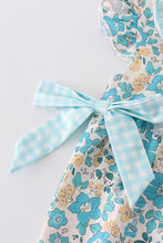 Load image into Gallery viewer, Blue aqua meadow girl romper

