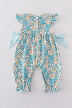 Load image into Gallery viewer, Blue aqua meadow girl romper
