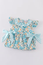 Load image into Gallery viewer, Blue aqua meadow girl romper
