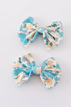 Load image into Gallery viewer, Blue aqua meadow girl piggie hair bow
