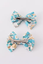 Load image into Gallery viewer, Blue aqua meadow girl piggie hair bow
