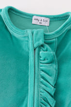Load image into Gallery viewer, Turquoise velvet girl romper
