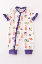 Load image into Gallery viewer, Purple geaux tiger baby girl romper
