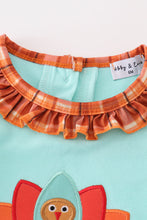Load image into Gallery viewer, Green turkey applique girl romper
