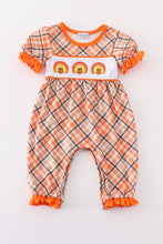 Load image into Gallery viewer, Orange turkey embroidery girl romper
