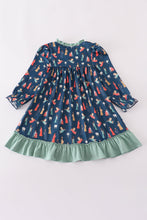 Load image into Gallery viewer, Navy nativity print ruffle gown
