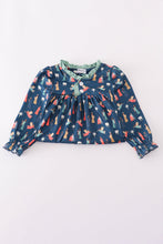 Load image into Gallery viewer, Navy nativity print ruffle gown
