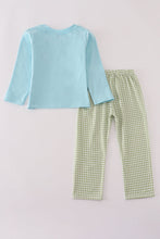 Load image into Gallery viewer, Blue tractor embroidery pants set
