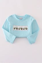Load image into Gallery viewer, Blue tractor embroidery pants set

