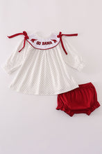 Load image into Gallery viewer, Maroon Alabama embroidery dot bloomer set
