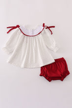 Load image into Gallery viewer, Maroon Alabama embroidery dot bloomer set
