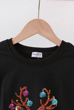 Load image into Gallery viewer, Black reindeer sequin mom&amp;me fleece sweatshirt
