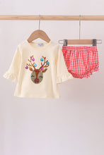 Load image into Gallery viewer, Beige reindeer sequin bloomer set
