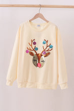 Load image into Gallery viewer, Beige reindeer sequin mom&amp;me sweatshirt
