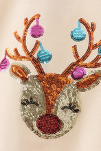 Load image into Gallery viewer, Beige reindeer sequin mom&amp;me sweatshirt
