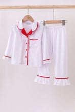 Load image into Gallery viewer, White ruffle pajamas pants set
