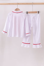 Load image into Gallery viewer, White ruffle pajamas pants set
