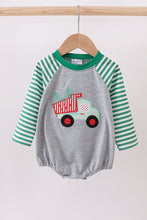 Load image into Gallery viewer, Green tree tractor applique stripe bubble

