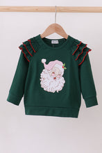 Load image into Gallery viewer, Forest santa claus applique ruffle top
