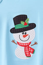 Load image into Gallery viewer, Blue snowman applique ruffle top
