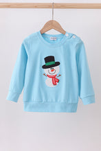 Load image into Gallery viewer, Blue snowman applique top

