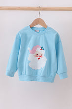 Load image into Gallery viewer, Blue santa claus print top
