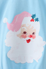 Load image into Gallery viewer, Blue santa claus print top

