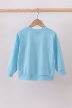 Load image into Gallery viewer, Blue santa claus print top
