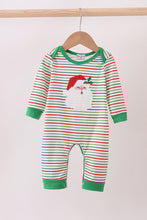 Load image into Gallery viewer, Green santa claus applique stripe romper
