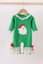 Load image into Gallery viewer, Green santa claus applique ruffle romper
