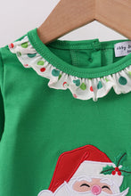 Load image into Gallery viewer, Green santa claus applique ruffle romper
