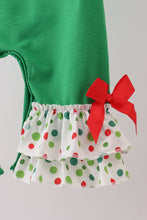 Load image into Gallery viewer, Green santa claus applique ruffle romper
