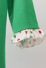 Load image into Gallery viewer, Green santa claus applique ruffle romper
