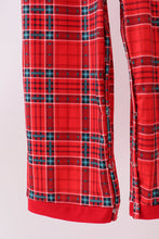 Load image into Gallery viewer, Red tree embroidery plaid jumpsuit set
