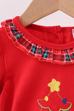 Load image into Gallery viewer, Red tree embroidery plaid ruffle bubble
