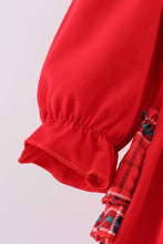 Load image into Gallery viewer, Red tree embroidery plaid ruffle bubble
