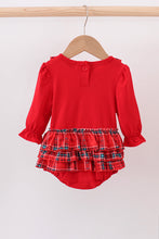 Load image into Gallery viewer, Red tree embroidery plaid ruffle bubble
