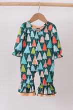 Load image into Gallery viewer, Green tree print ruffle romper
