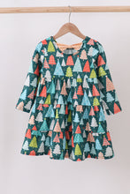 Load image into Gallery viewer, Green tree print ruffle dress
