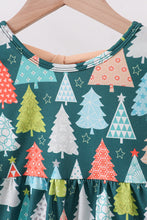Load image into Gallery viewer, Green tree print ruffle dress
