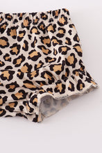 Load image into Gallery viewer, Forest tree applique leopard ruffle bloomer set

