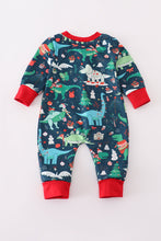 Load image into Gallery viewer, Green dinosaur print ruffle romper
