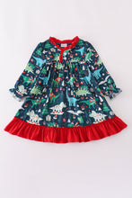 Load image into Gallery viewer, Green dinosaur print ruffle gown
