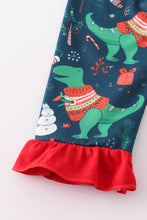 Load image into Gallery viewer, Green dinosaur print ruffle pants set
