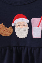 Load image into Gallery viewer, Navy christmas santa cookie milk embroidery ruffle bubble

