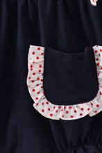 Load image into Gallery viewer, Navy christmas santa cookie milk embroidery ruffle bubble
