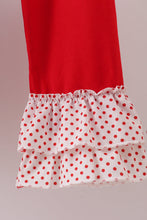 Load image into Gallery viewer, Navy christmas santa cookie milk embroidery ruffle pants set
